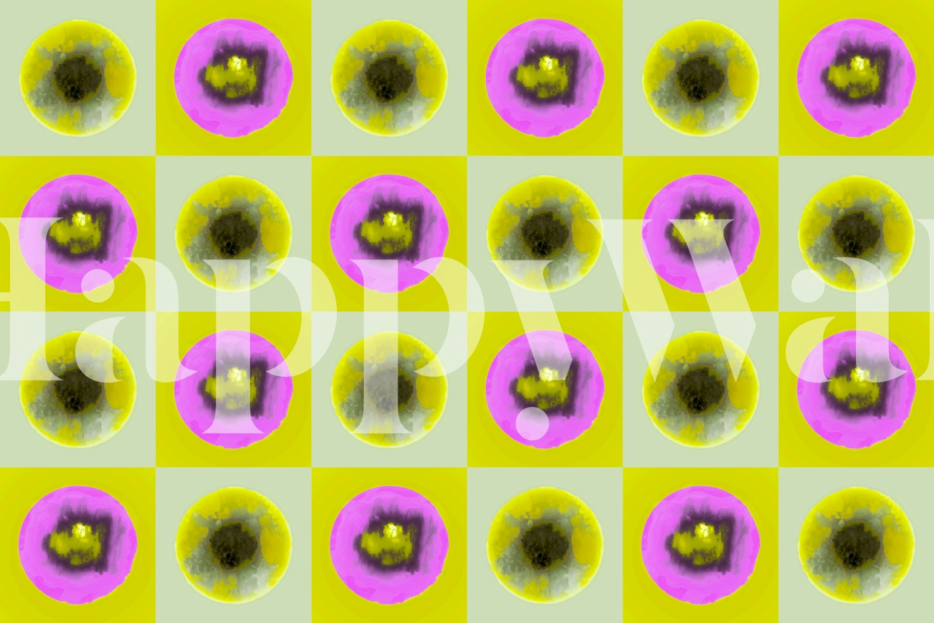 Groovy Pop Art Flowers wallpaper in a room