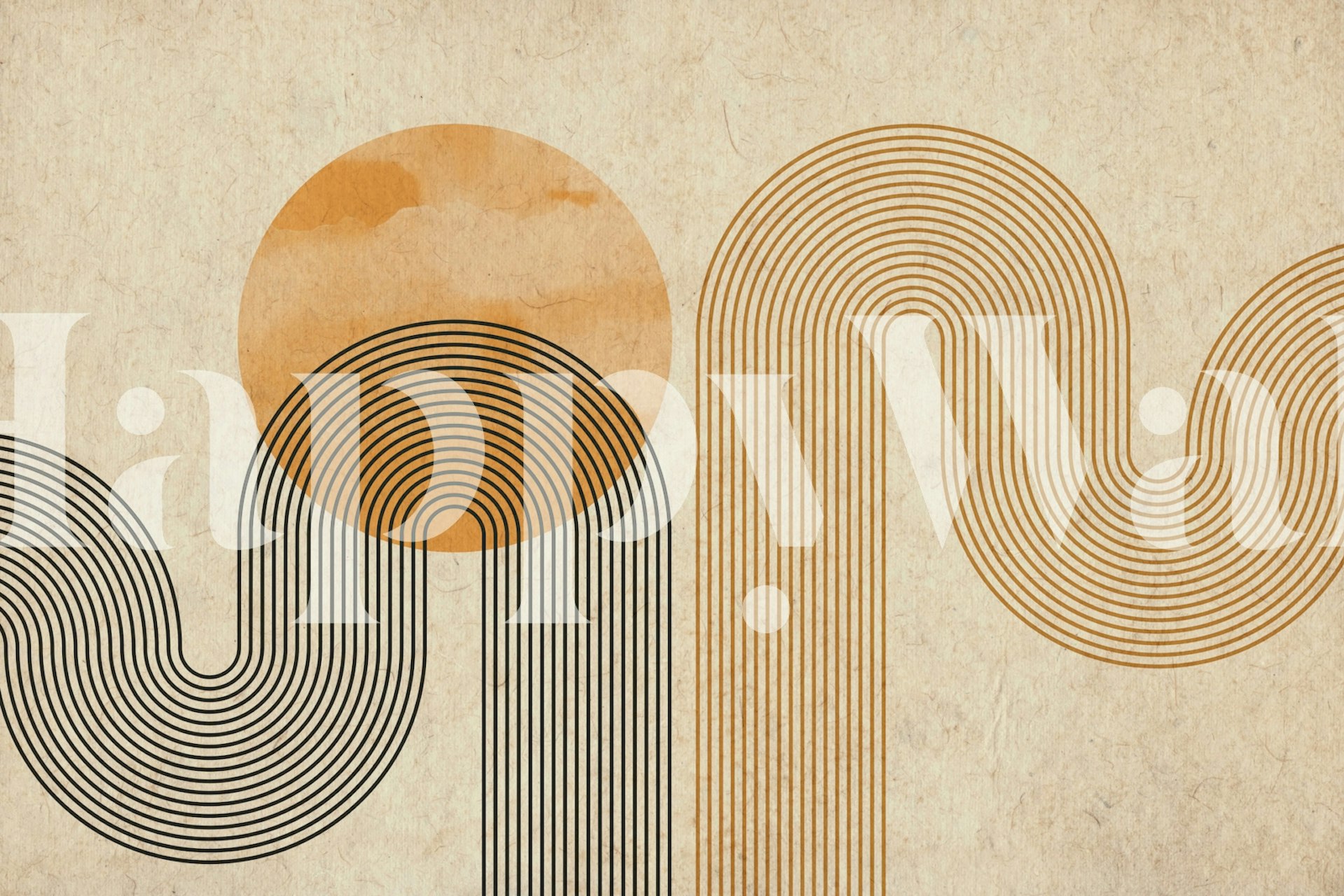 Curvy lines wallpaper in a room setting