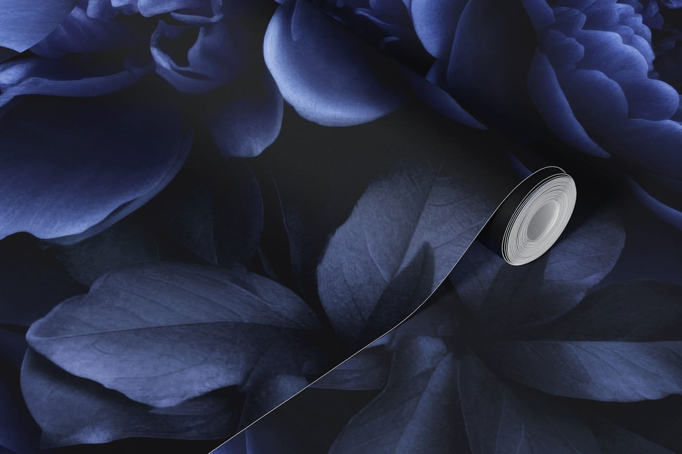 Opulent Flowers Dark Midnight Blue wallpaper roll