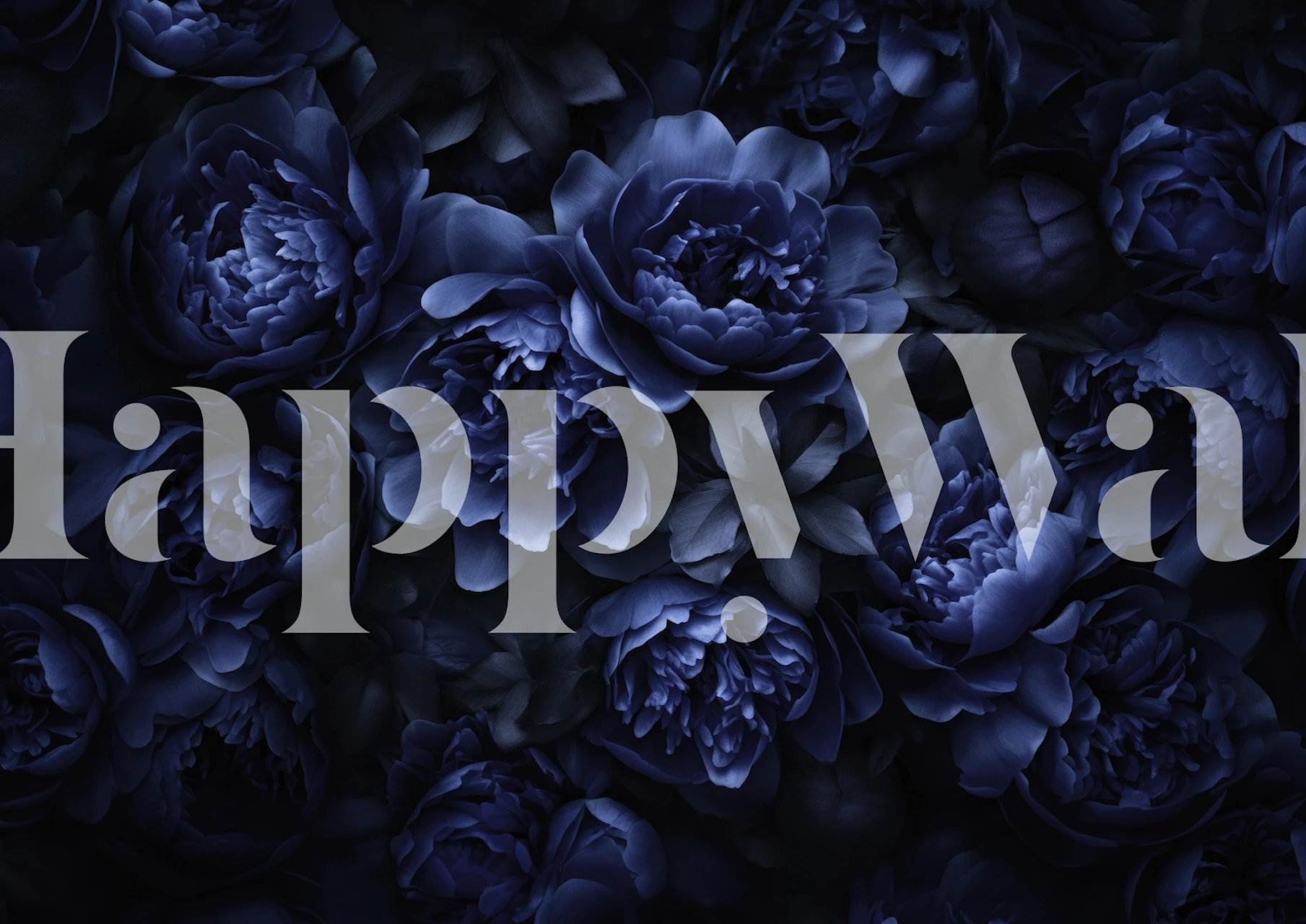 Dark midnight blue floral wallpaper design