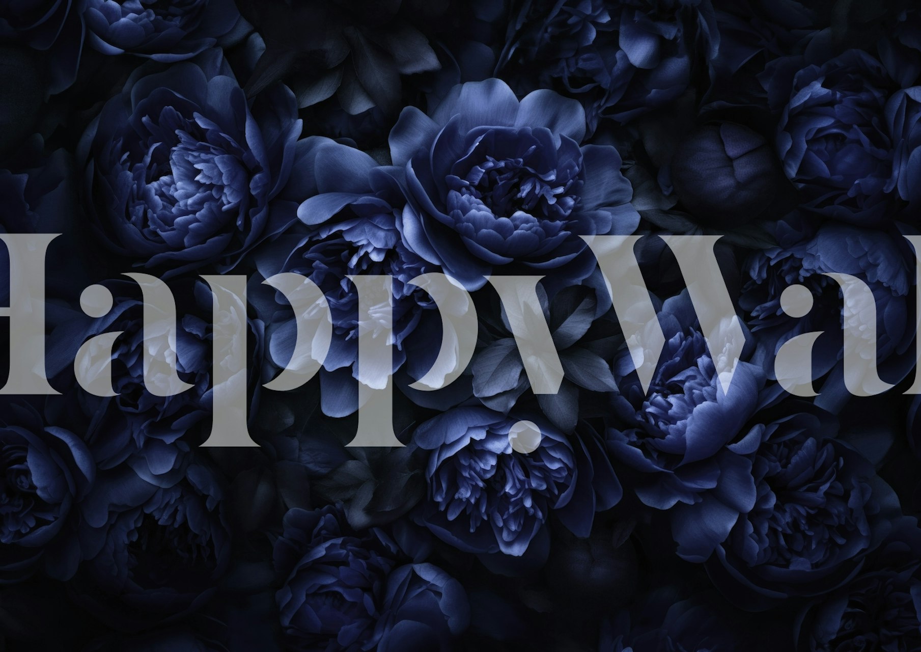 Dark midnight blue floral wallpaper design
