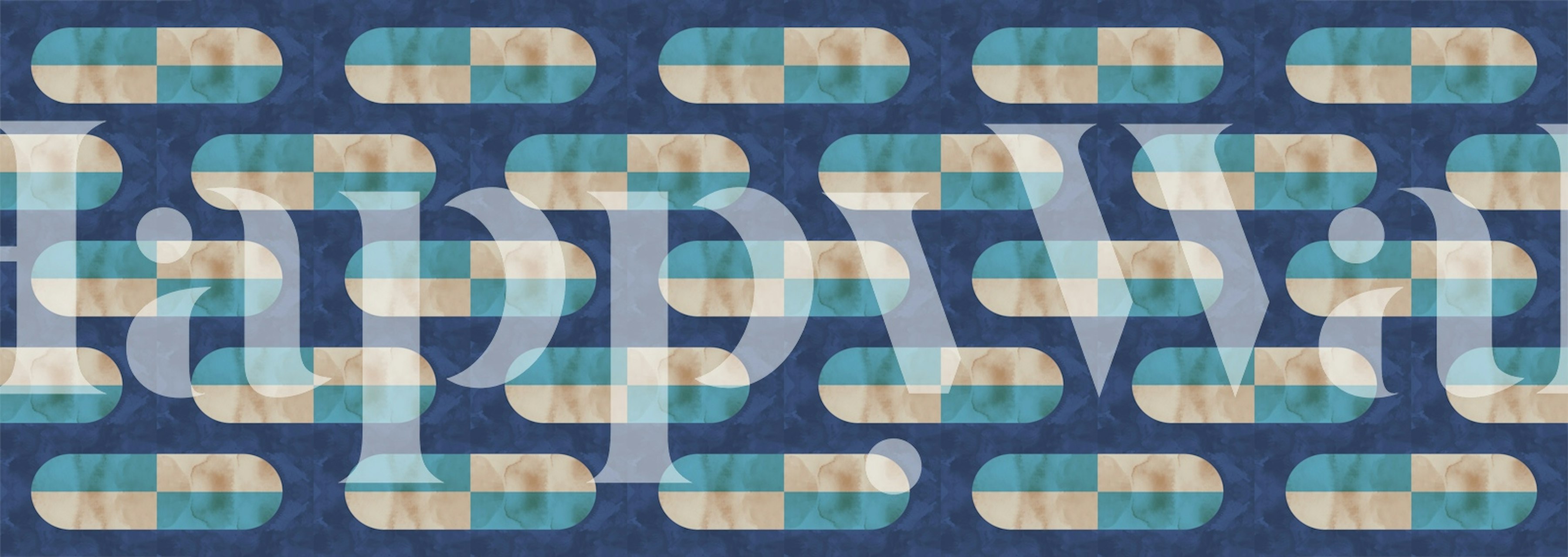 80s abstract organic forms wallpaper in a room