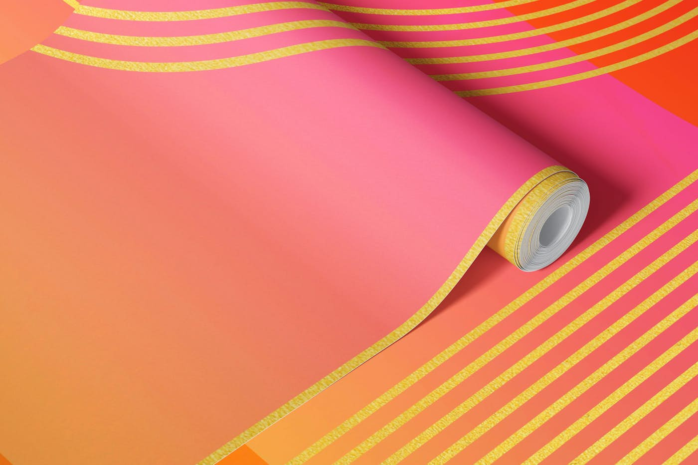 Funky Sunset Rainbow Lines wallpaper roll