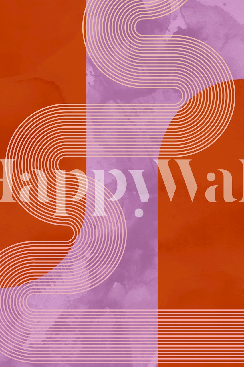 Lämmin retro 70-luvun kaareva tapetti huoneessa