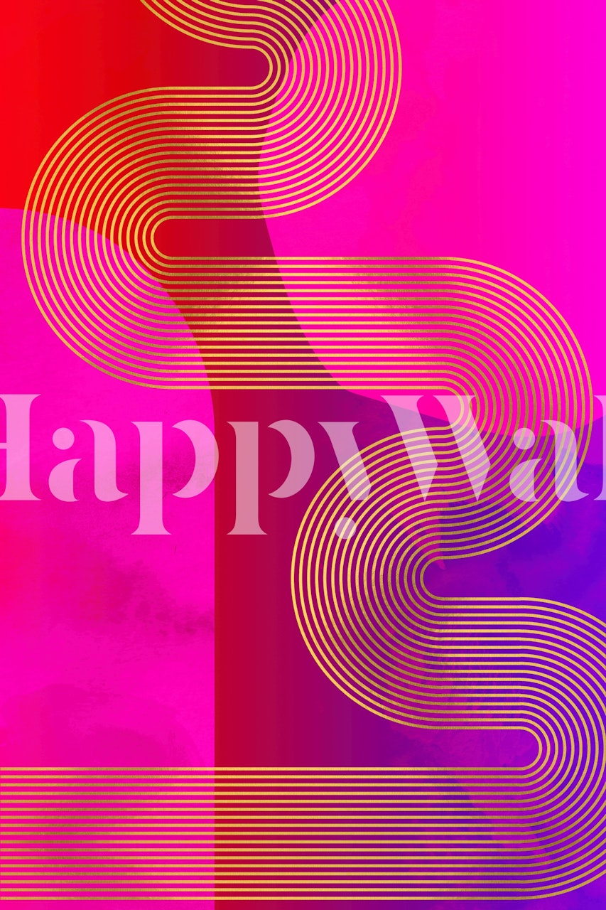 Magenta Retro 70s Curvy Cosmic wallpaper in a room