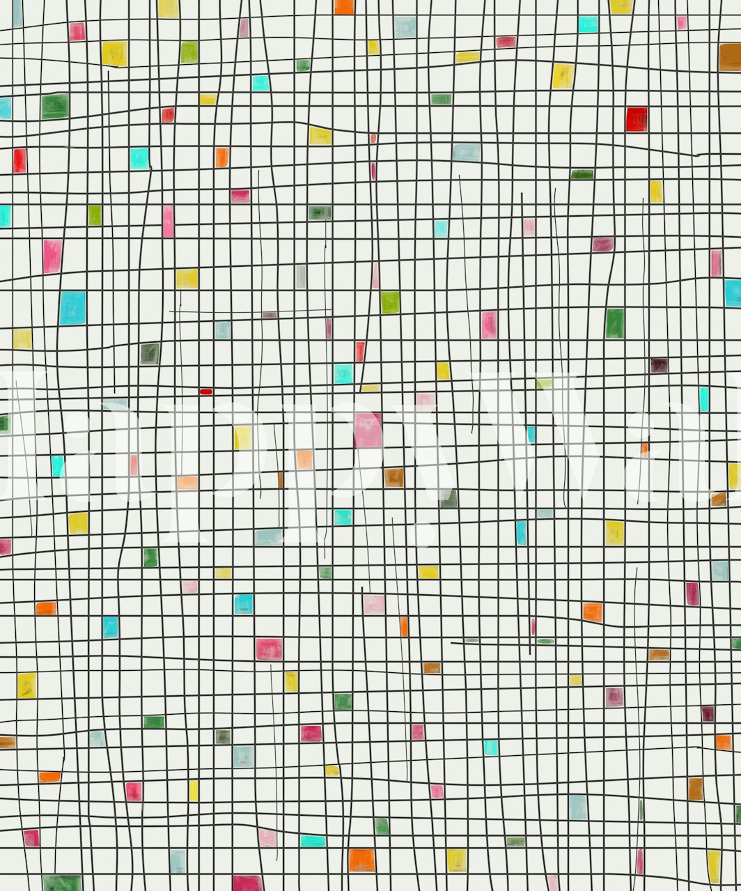 Colorful squares and rectangles on a grid pattern wallpaper