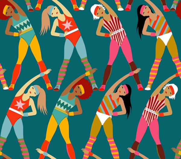 retro aerobic workout teal