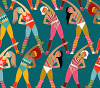 retro aerobic workout teal tapeet