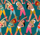 retro aerobic workout teal