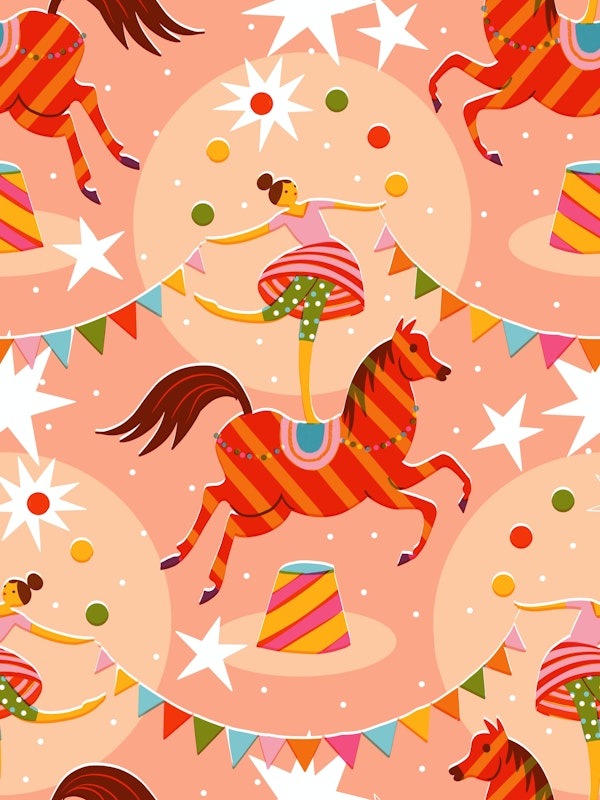 circus horse act on peach