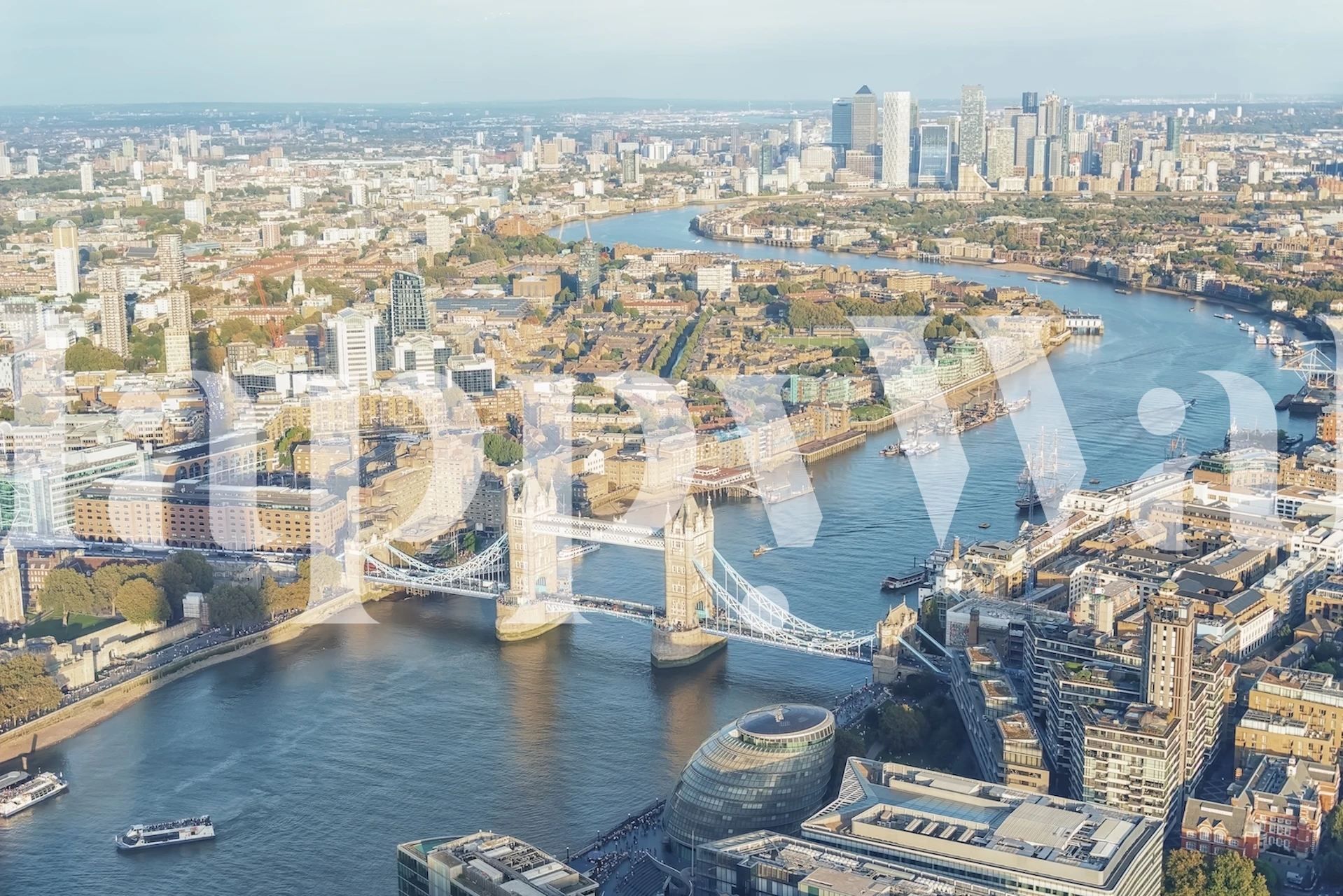 London city skyline wallpaper in a room