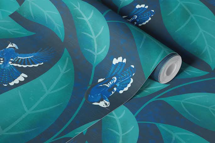 blue jay bird in pantone ultra steady palettewallpaper roll