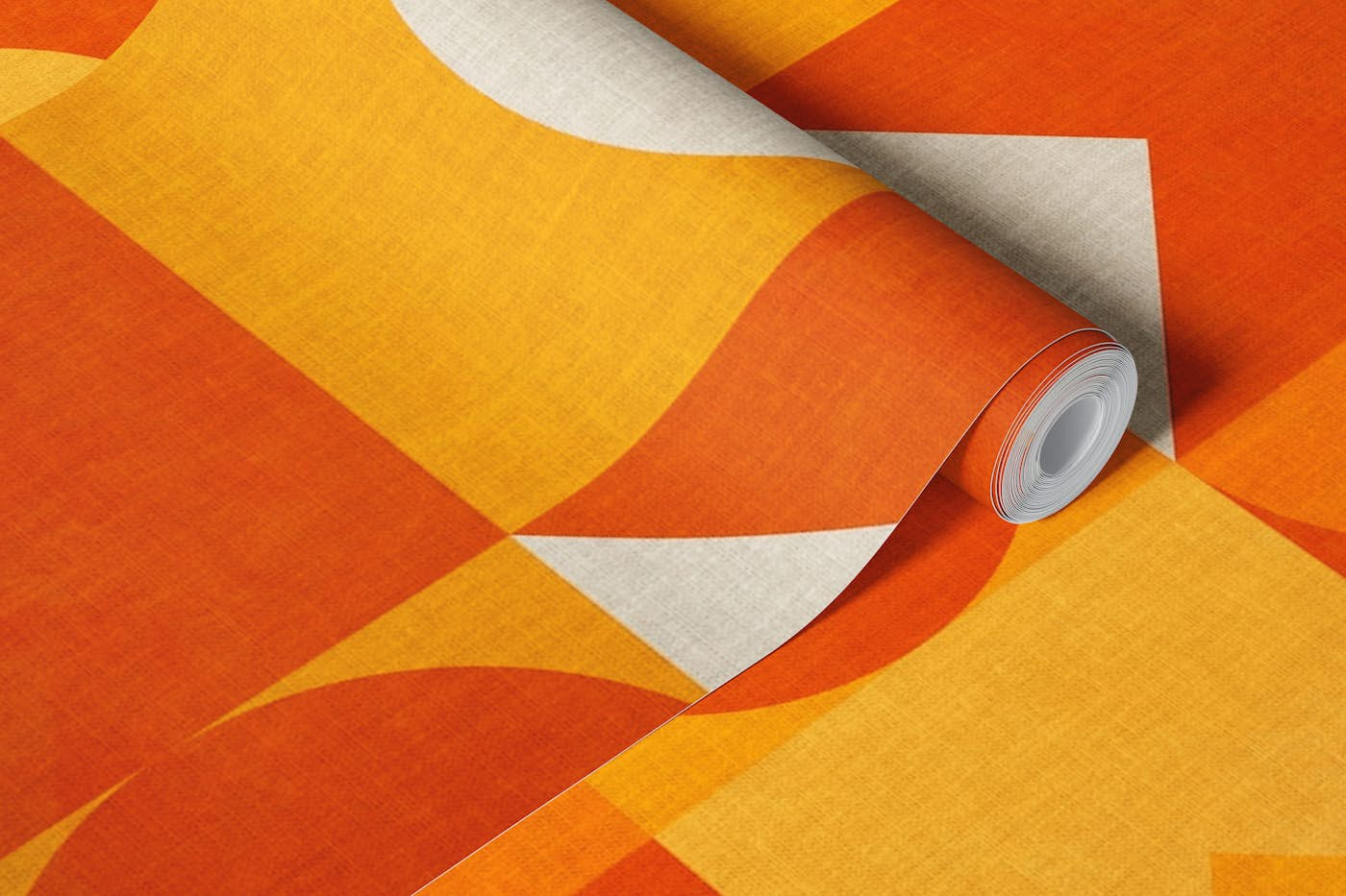 mid century sunny orange geometry wallpaper roll