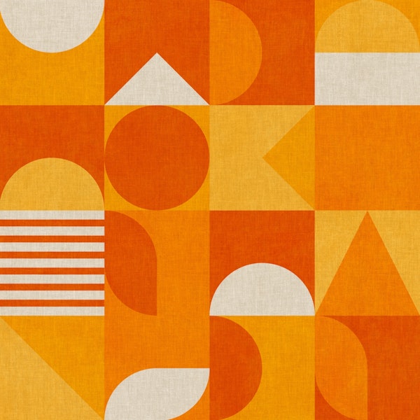 mid century sunny orange geometry