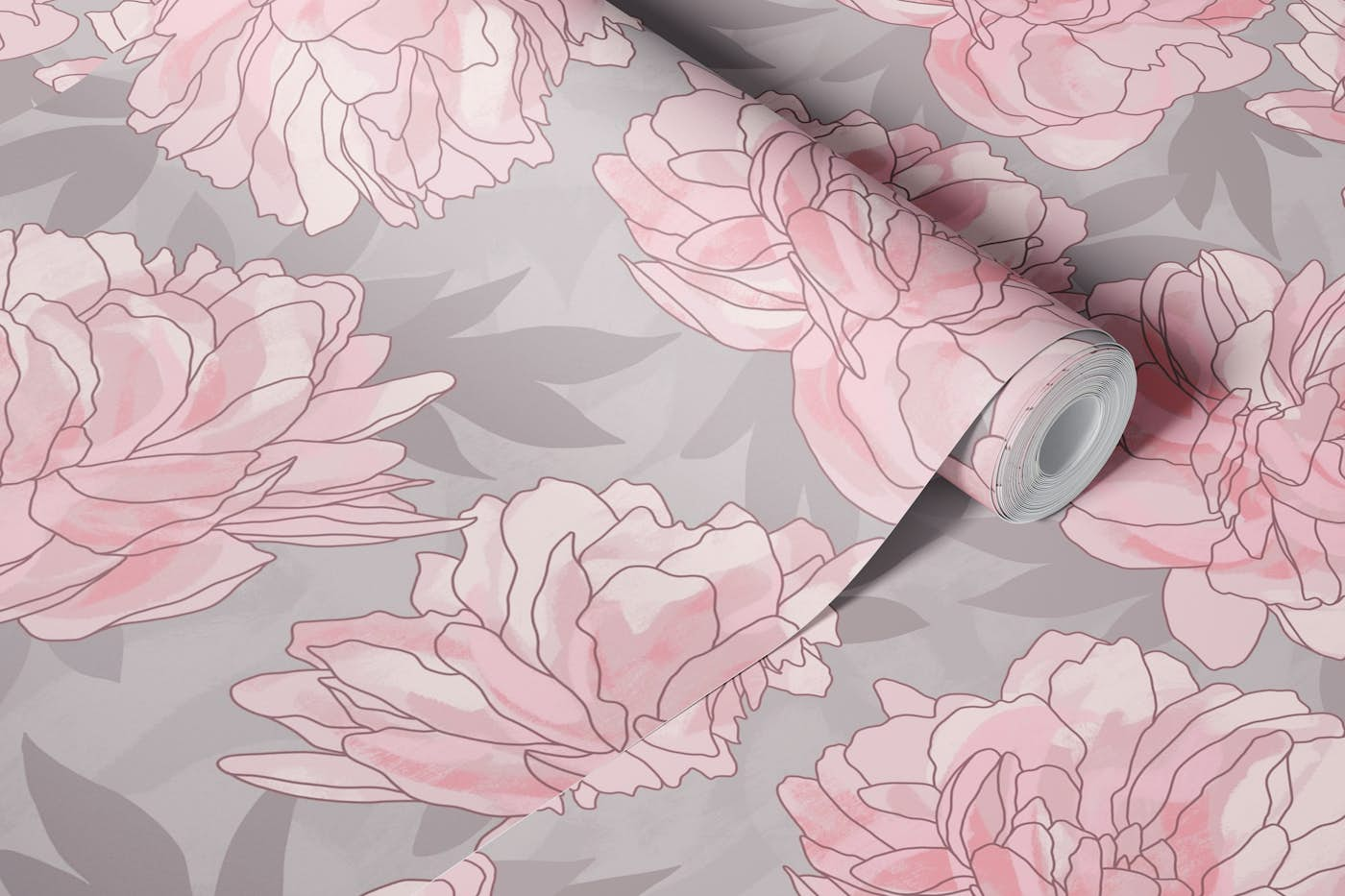 peonies - pink wallpaper roll