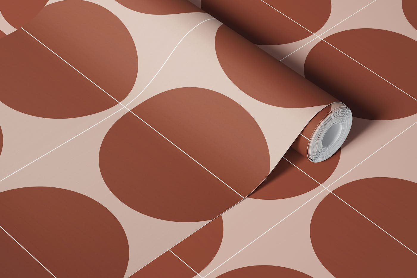 Painted Cotto Tiles Cinnamon wallpaper roll