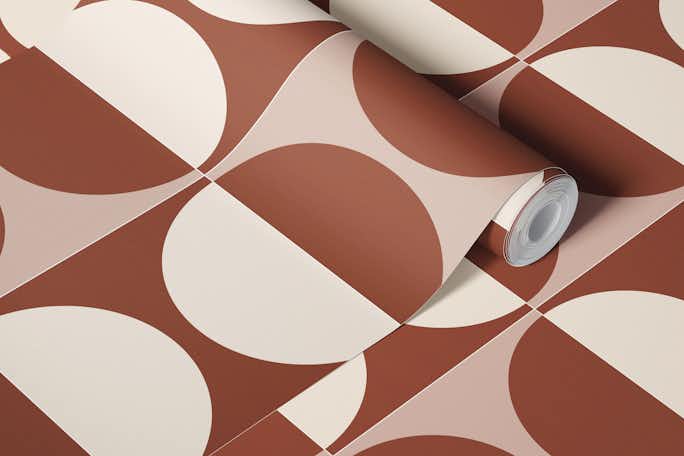 Painted Cotto Tiles Cinnamon and Creamwallpaper roll