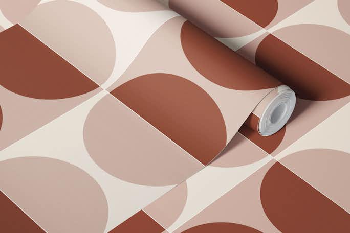 Painted Cotto Tiles Cinnamon and Powderwallpaper roll