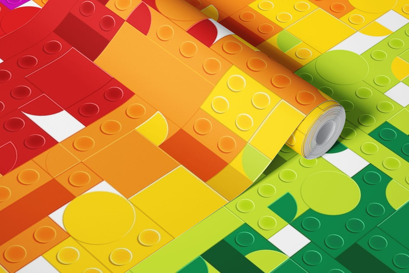 rainbow building blocks wallpaper roll