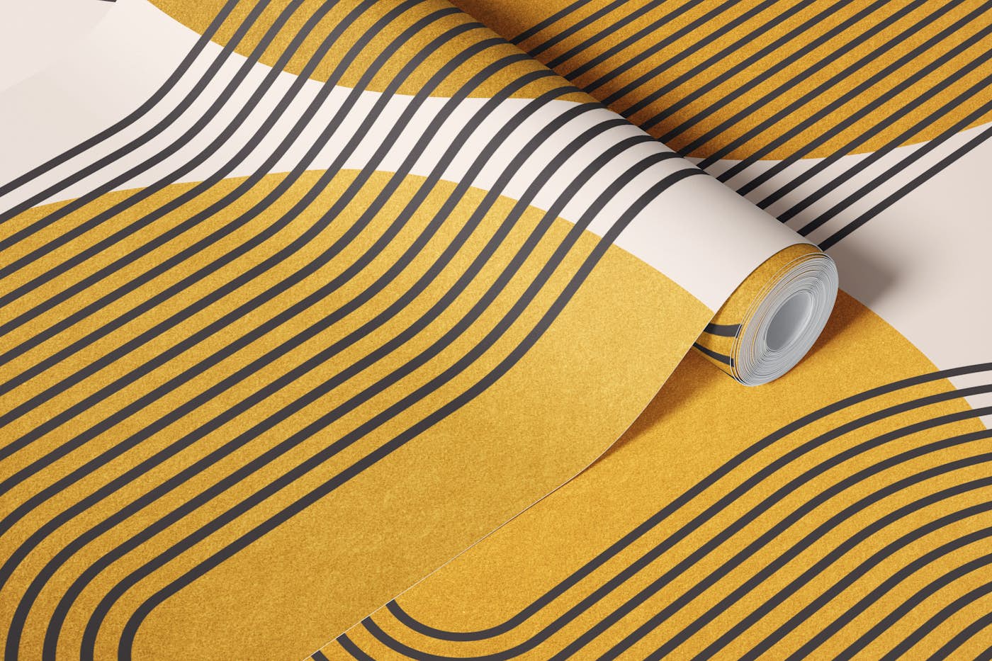 Curvy Bauhaus Luxury Gold wallpaper roll