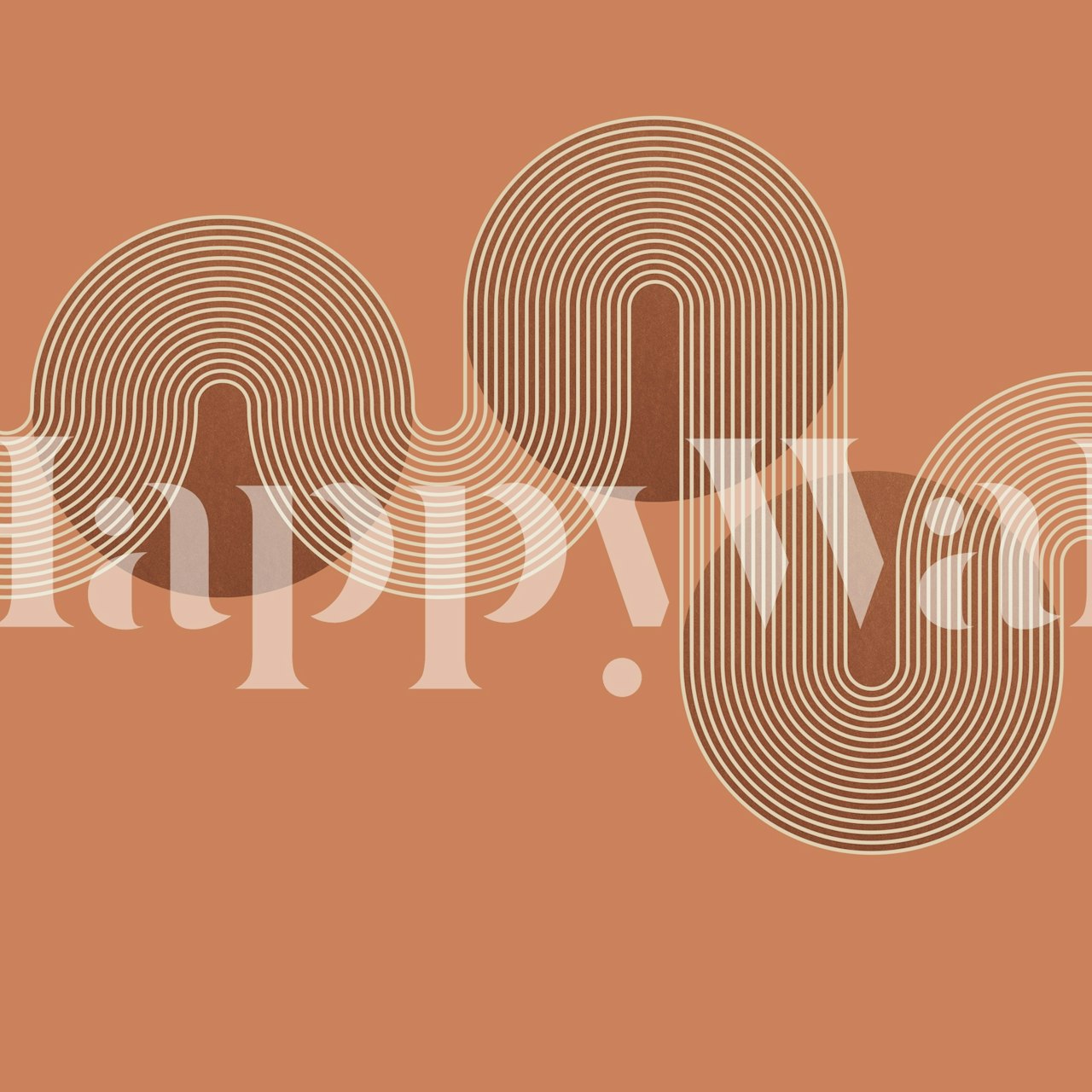 Geometric Bauhaus-inspired wall mural in warm earth tones