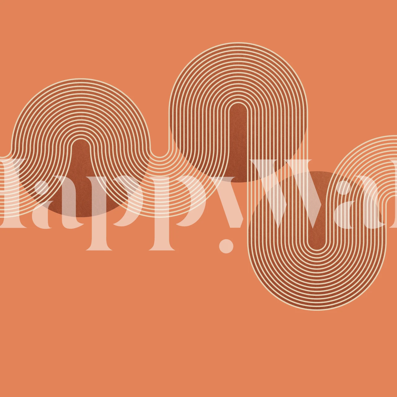 Geometric Bauhaus-inspired wall mural in warm earth tones