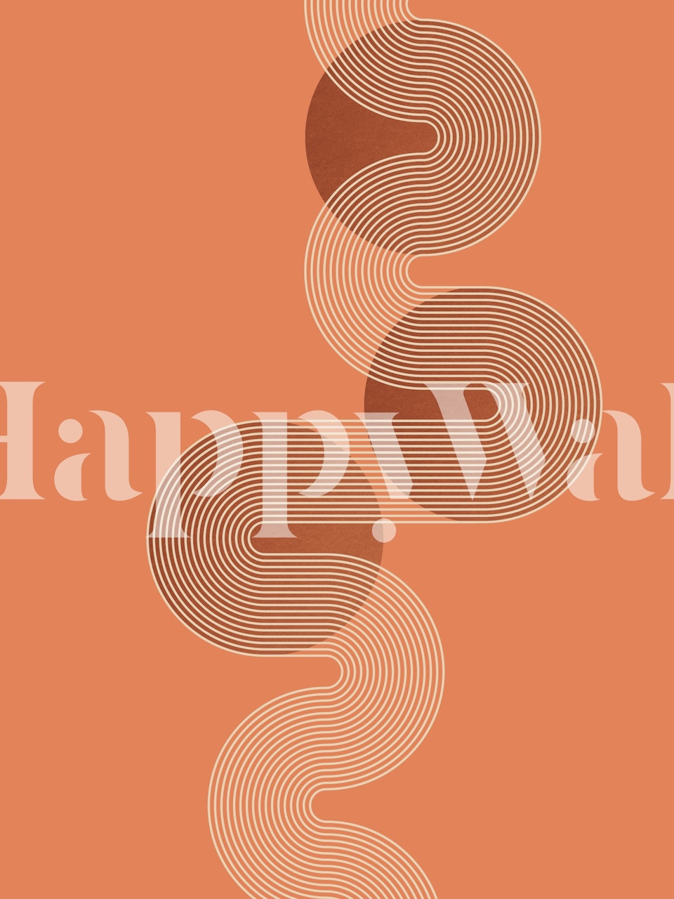 Geometric line pattern in orange and cream wallpaper