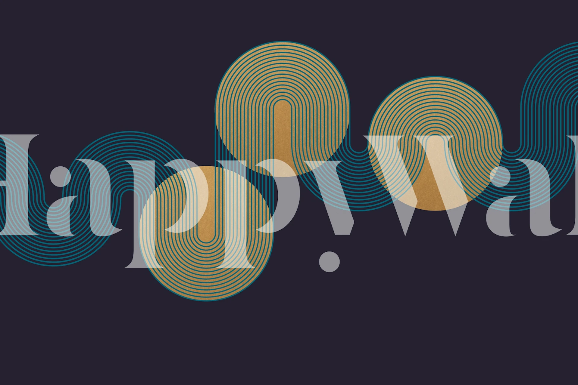 Geometric Bauhaus wallpaper with curving lines in dark tones