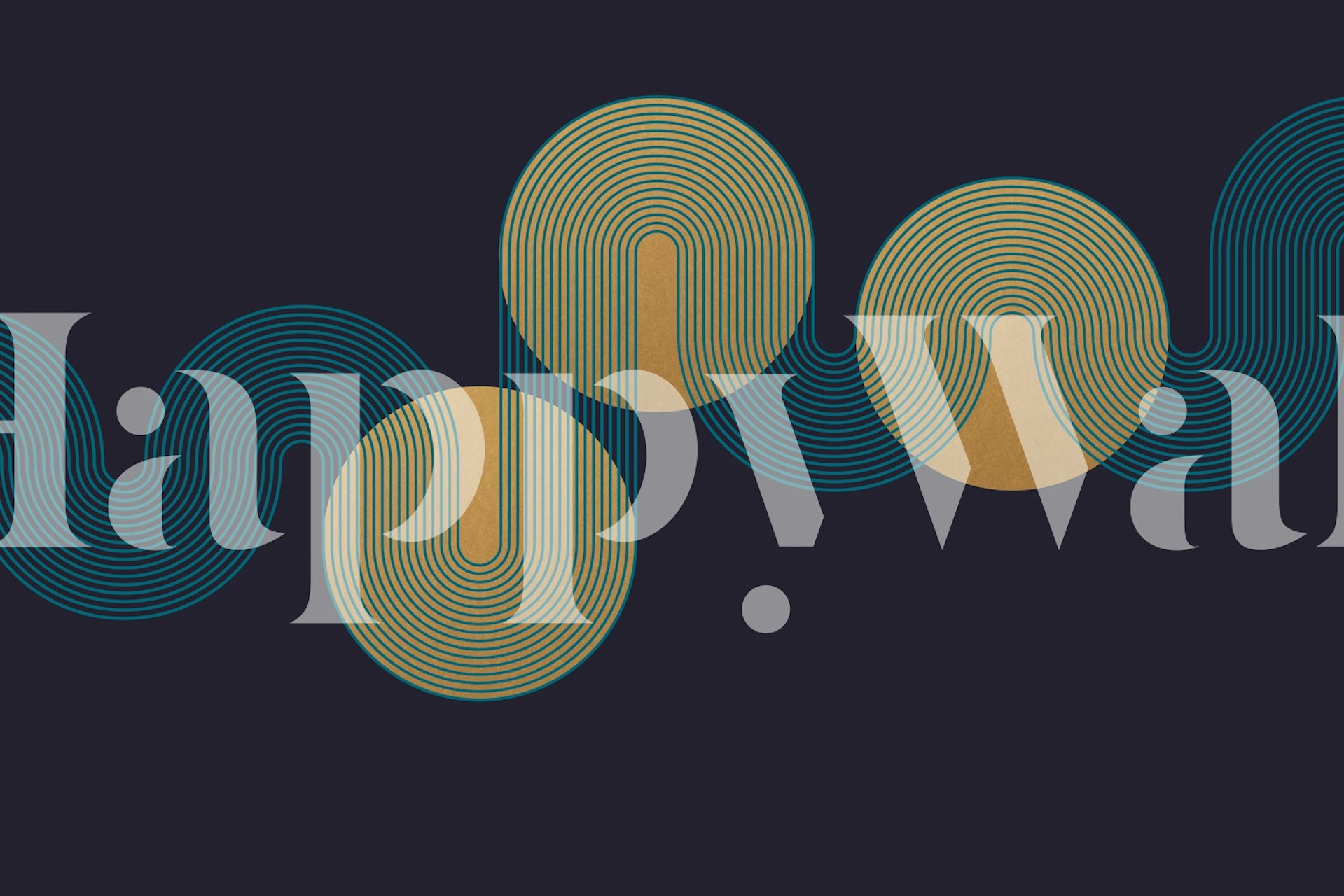 Geometric Bauhaus wallpaper with curving lines in dark tones