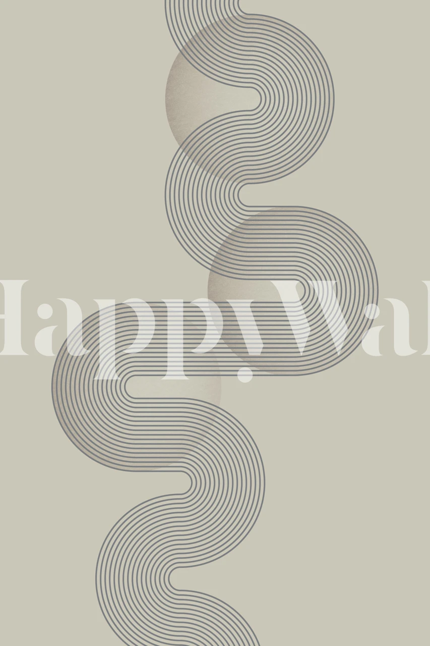 Monochrome geometric wallpaper with looping grey lines and circles