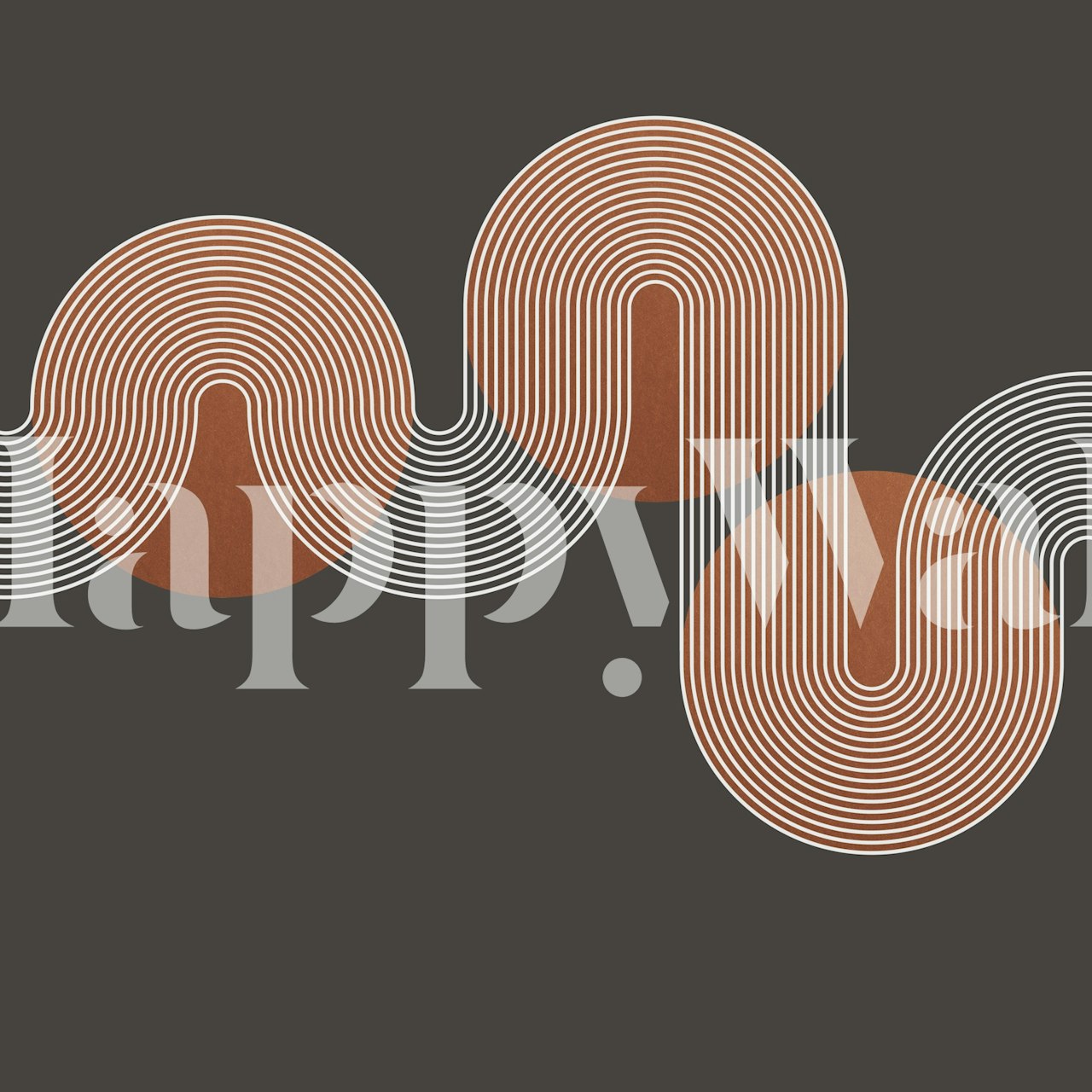 Copper Art Deco wallpaper displayed in a room