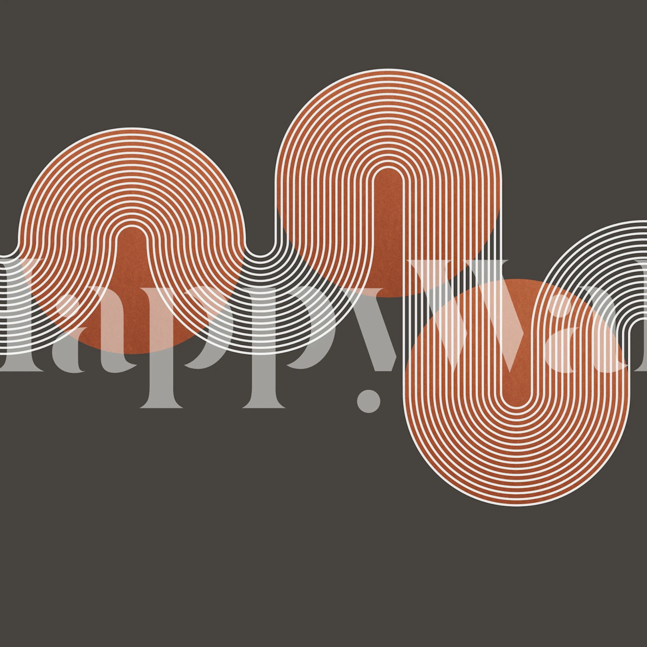 Copper Art Deco wallpaper displayed in a room