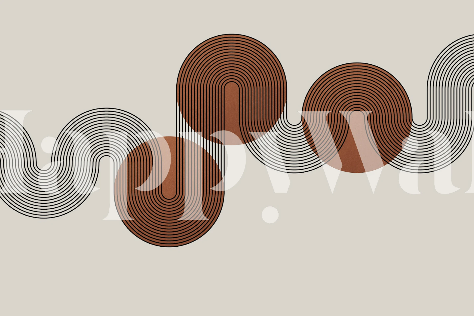 Carta da parati Warm Copper Art Deco in una stanza