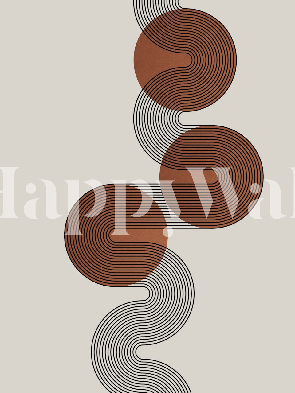 Copper Art Deco geometrinen tapetti huoneessa