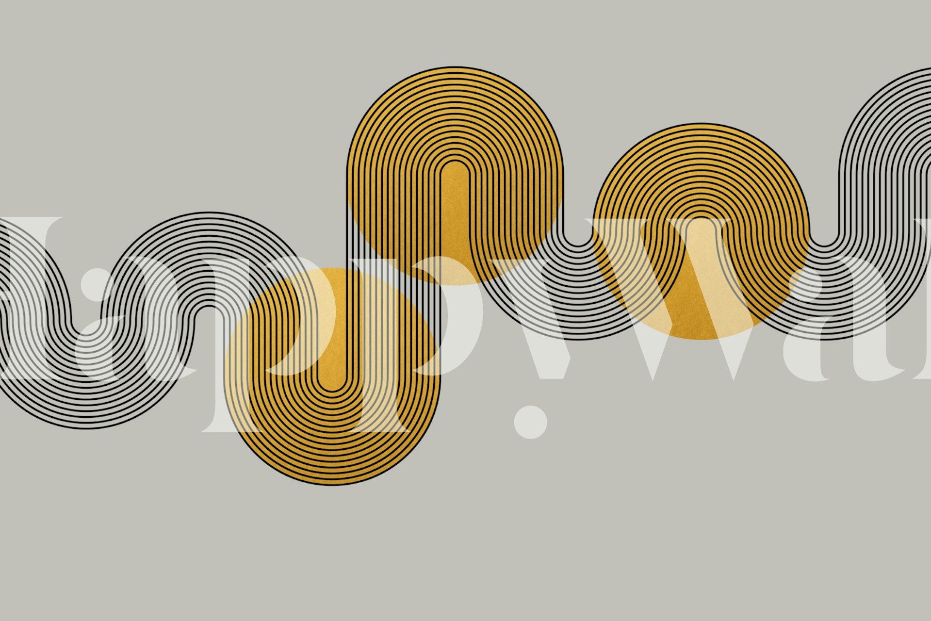 Black and gold geometric lines on a gray background wallpaper