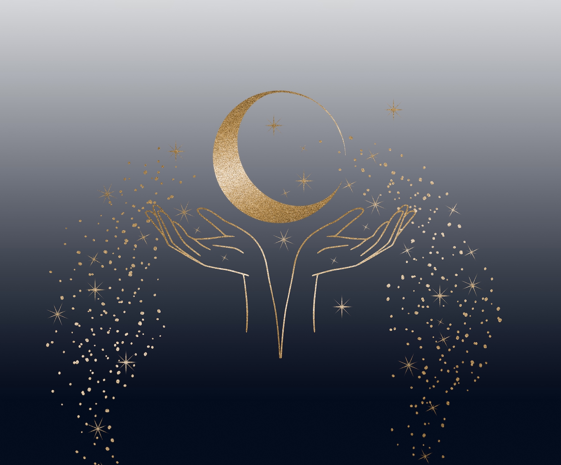 The Magic Moon Blue Gold wallpaper - Free shipping | Happywall