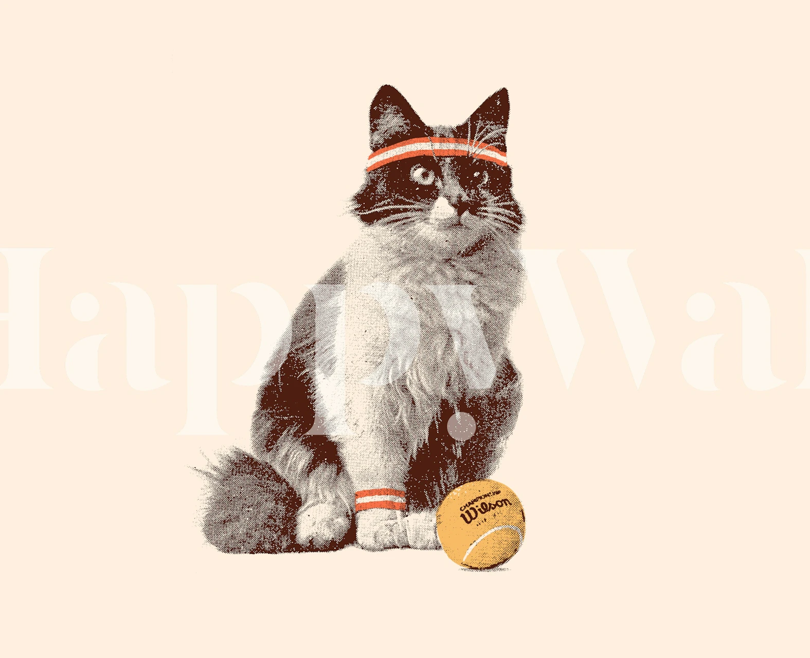 Tapeta Tennis Cat prikazana u sobi