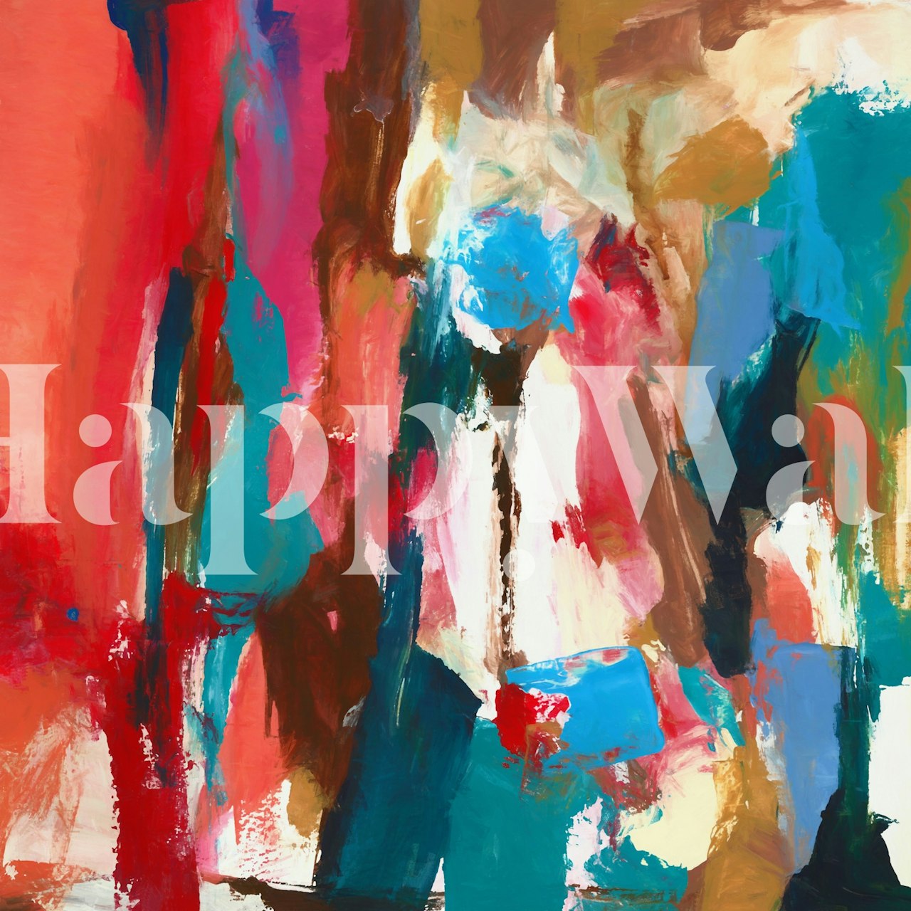 Colorful brushstrokes wallpaper in a room