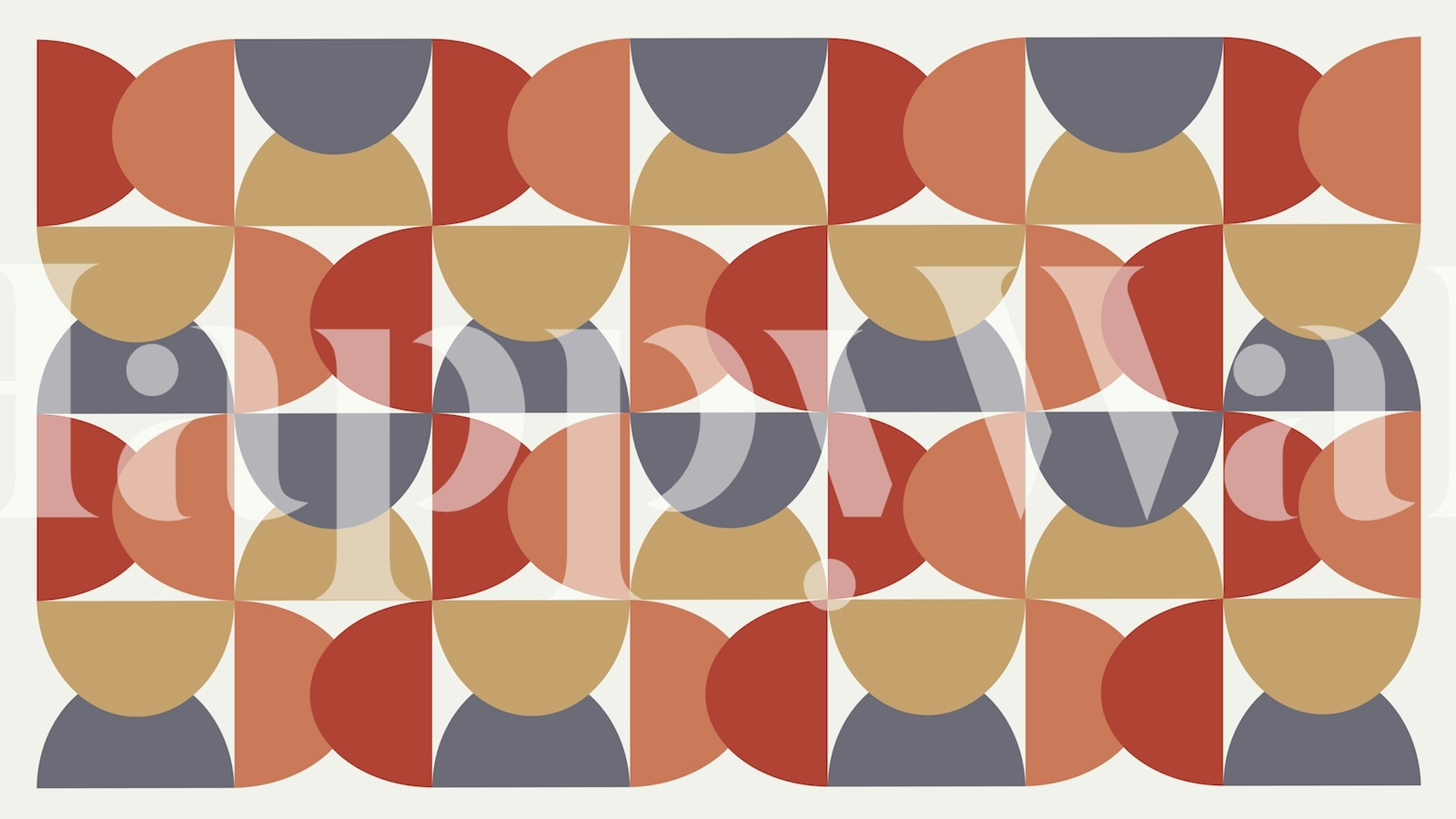 Geometric design featuring orange, grey, beige and rust shapes wallpaper