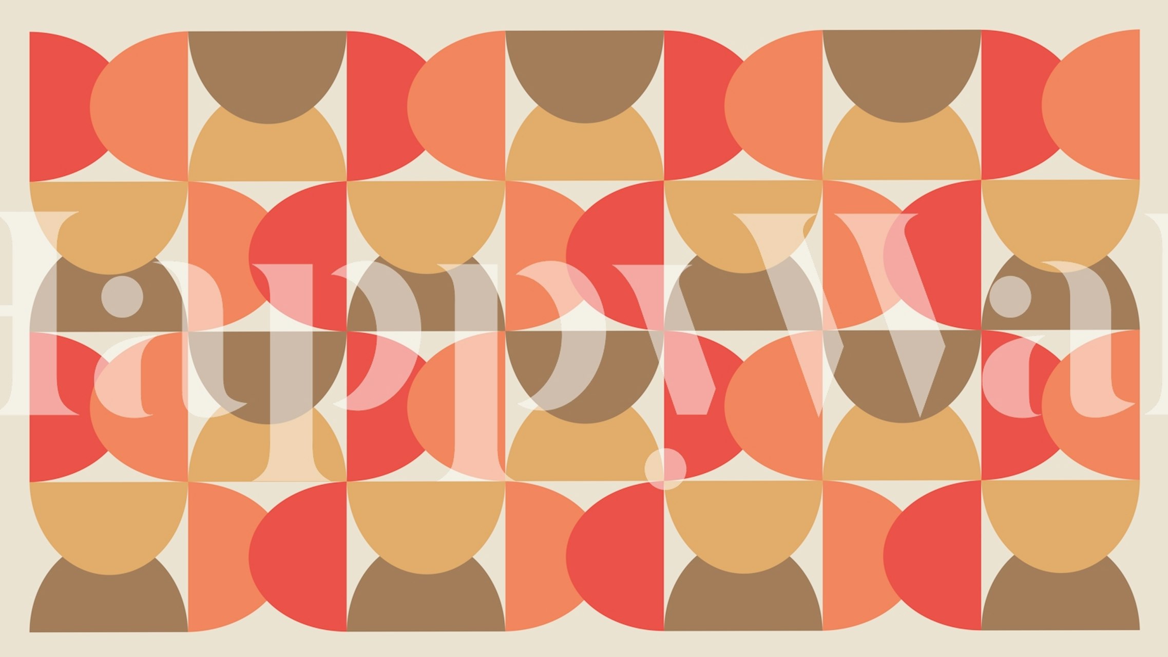 Geometric design featuring orange, grey, beige and rust shapes wallpaper