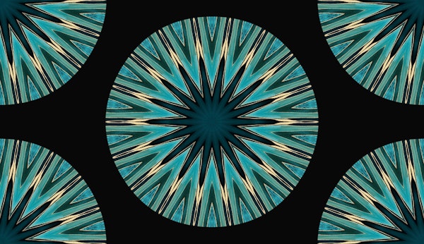 Oriental Round Mediterranean Tiles Teal Gold