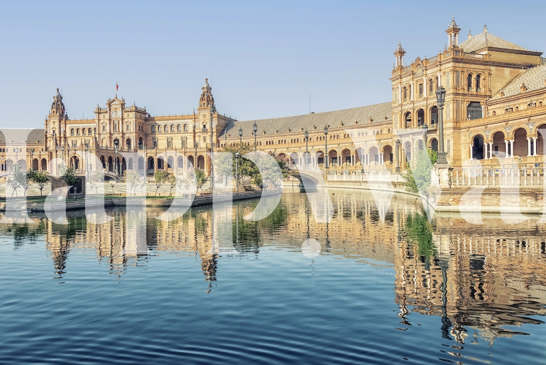 Historical architecture of Seville, warm tones, wallpaper