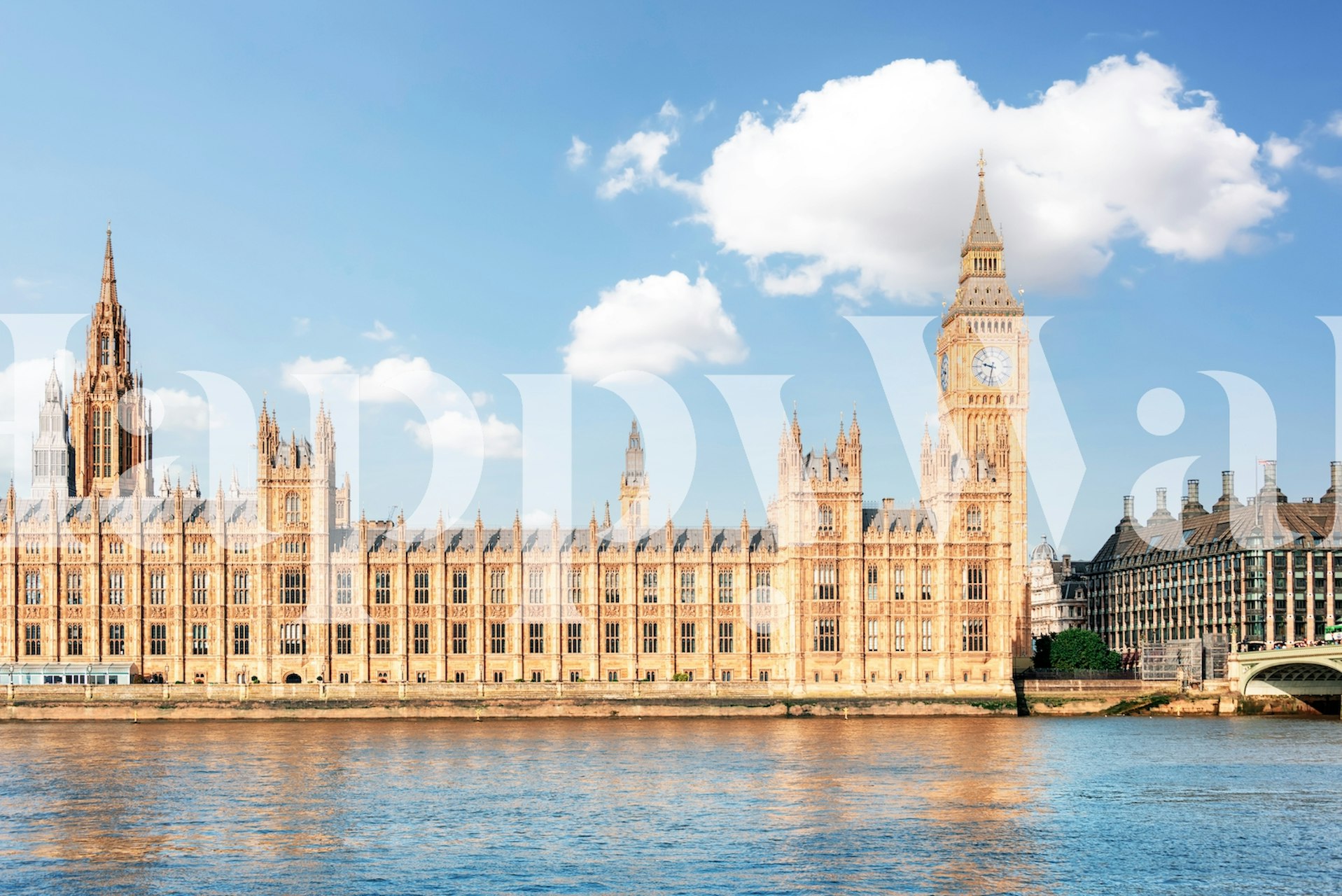 Houses of Parliament wallpaper in a room