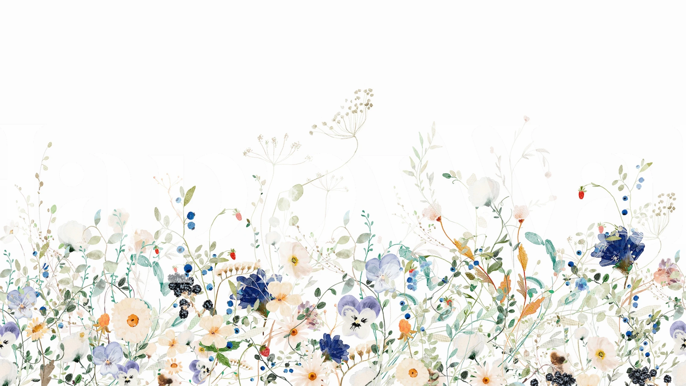 Wildflower meadow wallpaper in a room setting