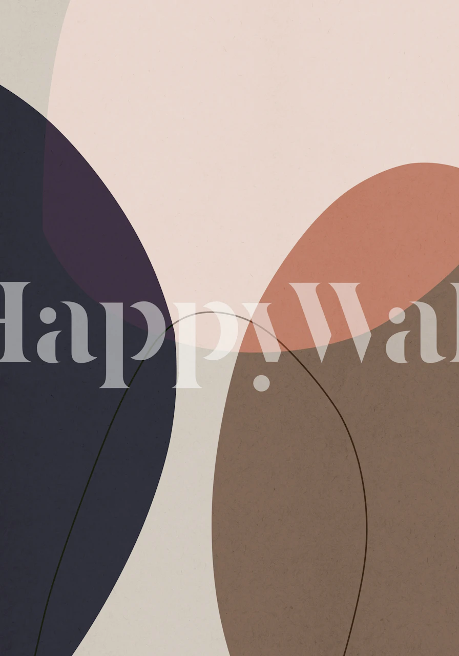 Abstract shapes in dusty pink, brown, and navy colors wallpaper