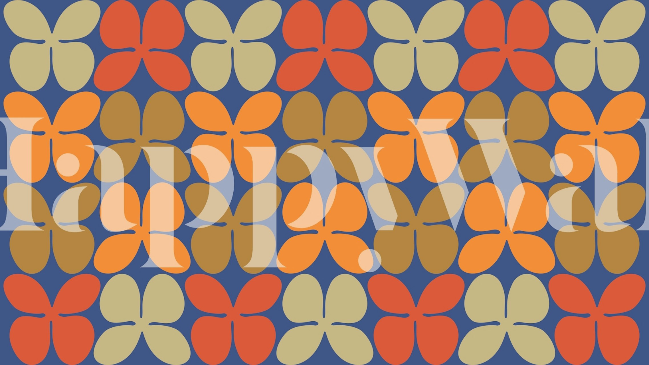 Carta da parati Retro Mid Century Flower Pattern in una stanza
