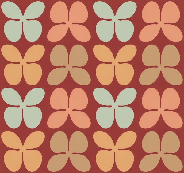 Large Retro Mid Century Flowers