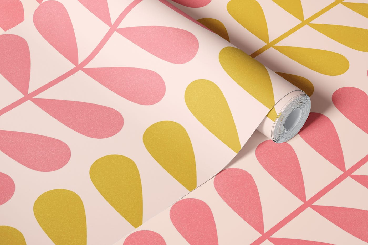 Palm Springs Abstract Geo in Pink Gold wallpaper roll