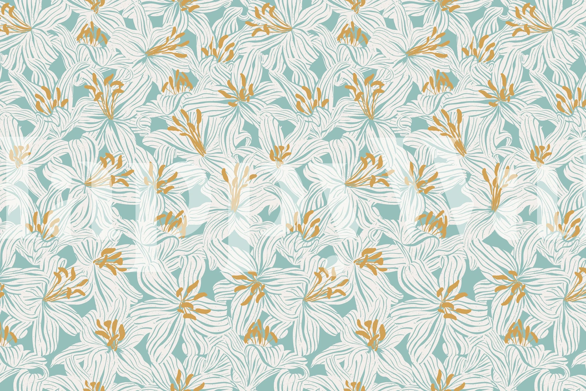 Elegant lilies and foliage wall mural design