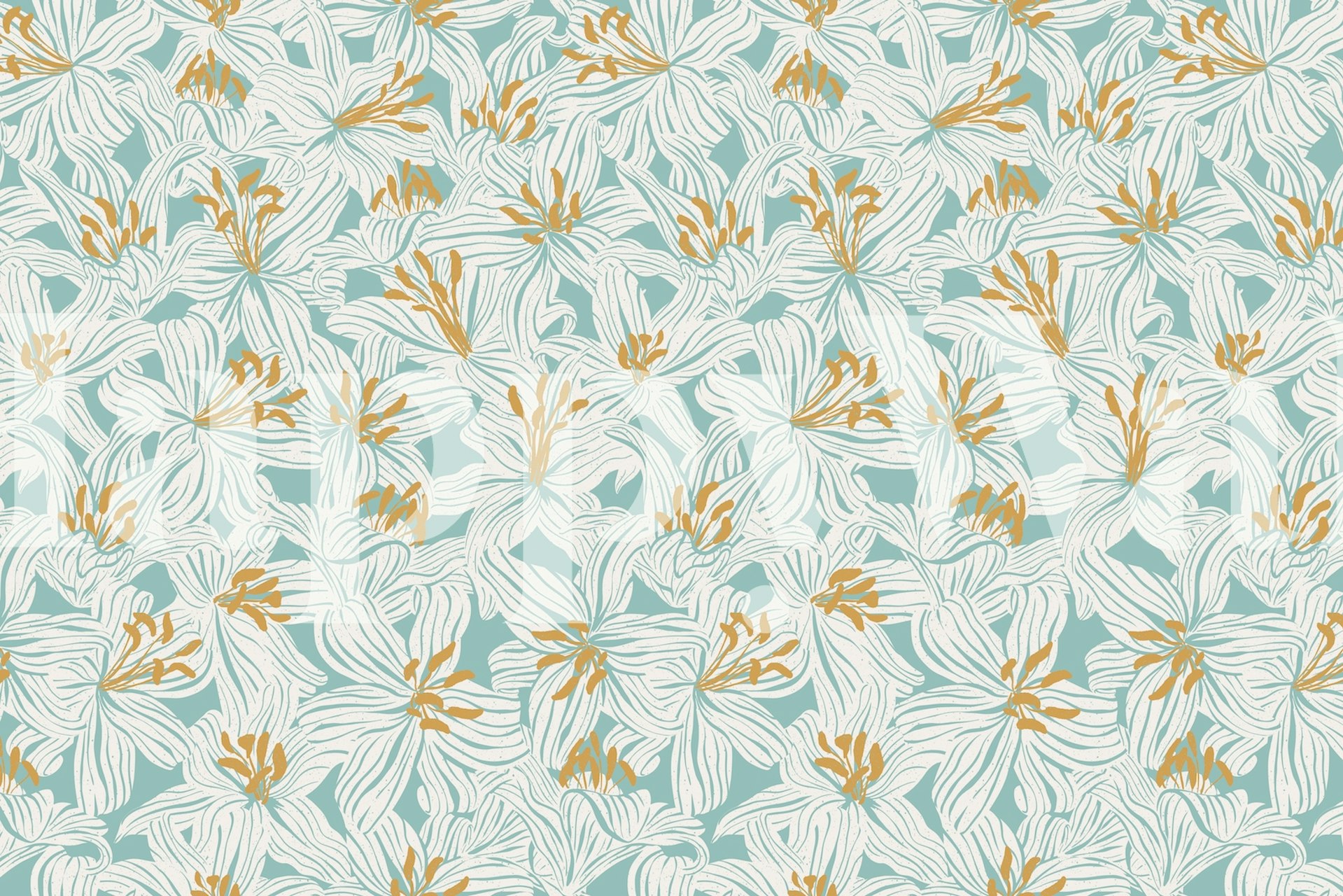 Tyylikäs liljat ja lehtiseinämaalaus